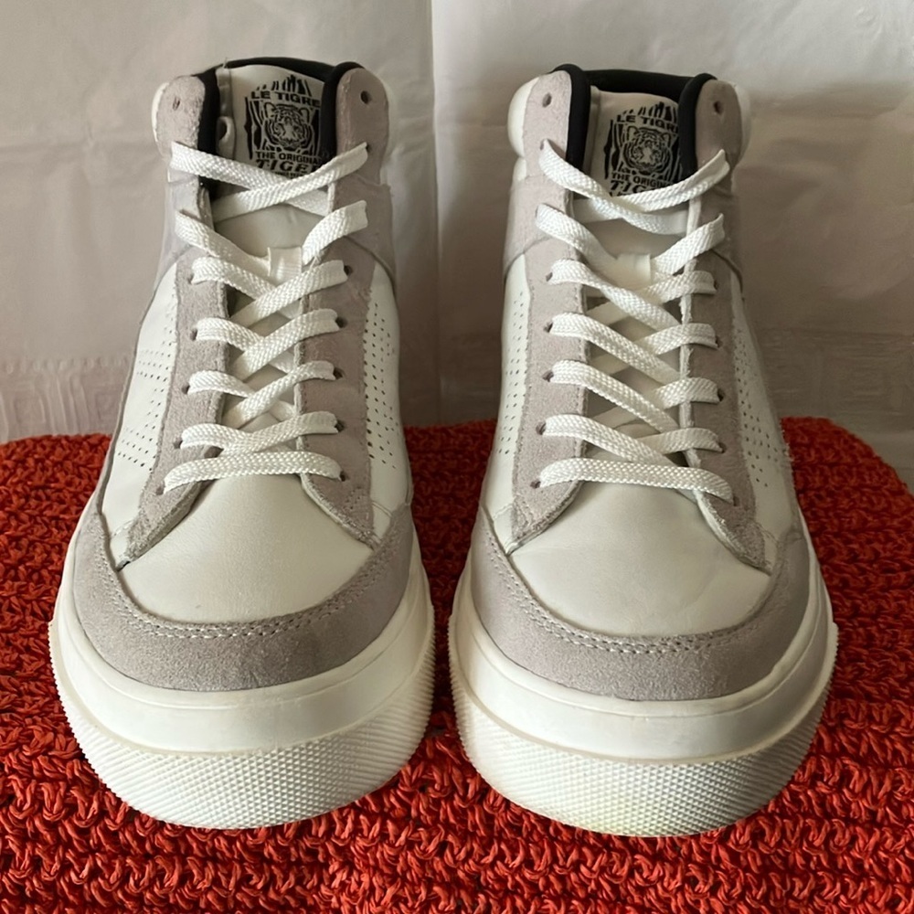 Le Tigre 1977 Midtown Hi Platform Men’s Sz 10M White Lace-up Sneakers GUC